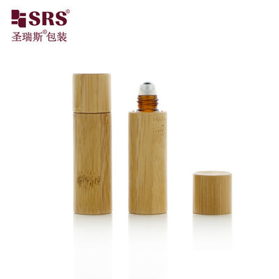 buy BG-5ML Manufacture Empty Amber Glass Inner Roller Ball Bottle With Bamboo Outer For Perfume Oil Cuticle Oil Packaging online manufacture