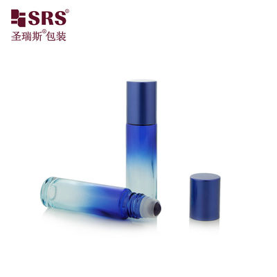 kopen BLPM-10ml 100% geen lek Dikke wandvorm Donkerblauwe glazen rolfles met edelsteenbal Voor serum cosmetische verpakking online vervaardiging