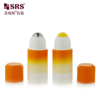 kaufen RPPE(P)-50ML Leere Gradient Orange Weiß Custom Design Roll-On-Flasche, hergestellt mit Logo-Druck, gelbe Hohlkugel zur Anwendung von beruhigendem Gel Online-Herstellung