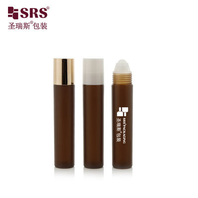 Buy Durable RPP P -20ml Matte Frosted Finish Empty Coffee Brown Color Roll On Bottle With Gold Screw Cap For Eye Care Packaging online manufacture