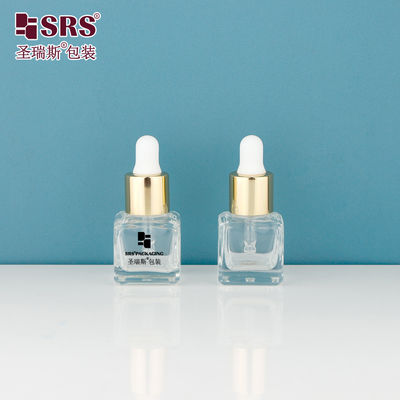 comprar D392-8ml Laboratório Quadrado Garrafas de vidro vazias claras com impressão em serigrafia preta Personalização do logotipo Fabricação em linha