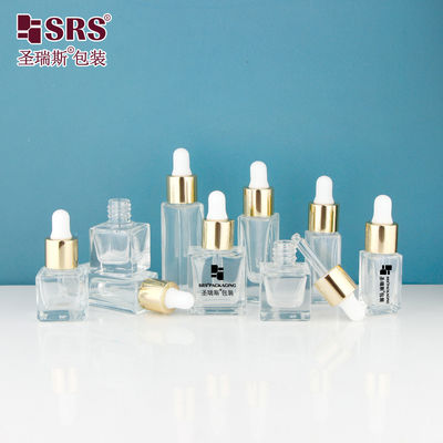 comprar Frasco de Vidro Transparente Quadrado Vazio D1229-5ml Com Tampa Conta-Gotas de Alumínio Metálico Dourado Brilhante Tipo Rosca Bulbo de Silicone Branco Para Fragrância Perfumada Fabricação em linha