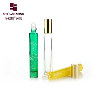 acheter Flacon à bille en verre à parois épaisses de 10 ml avec bouchon en métal brillant et surface givrée pour huiles essentielles de couleur personnalisée fabrication en ligne