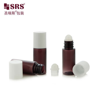 Buy Eco-friendly 15ml 20ml Amber Plastic Roller Bottle With White Cap For Liquid Formula For Cosmetics online manufacture