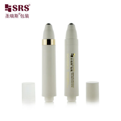 comprar Botella de rodillo blanca brillante de 10 ml al por mayor con tapa transparente y bola de metal con impresión serigráfica para crema para ojos Fabricación en línea