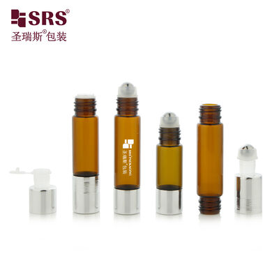 Buy Multi-size Amber Glass Roll-On Bottle with Silver Cap for Essential Oil & Perfume 6ml 8ml 10ml 15ml online manufacture