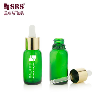 Buy BOS005-30ml UV-Protected Green Glass Dropper Bottles With Gold Tamper Cap For Premium Skincare Serums 20-400 Thread online manufacture