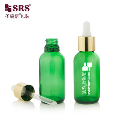 kopen BOS005-60ml Groene glazen dropperflessen in bulk met knoeibaar gouden dop voor essentiële olie met 20/400 draad online vervaardiging
