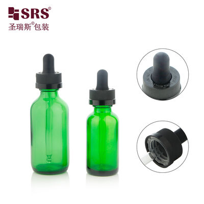 خرید BOS006-30ml بطری های قطره چکان شیشه ای بوستون سبز محافظت شده در برابر اشعه ماوراء بنفش با درپوش ایمن برای کودکان برای نگهداری روغن های ضروری و تنتور تولید آنلاین