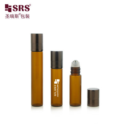 Buy 8ml/10ml/15ml Amber Tubular Glass Roll‑On Bottle Empty Cosmetic Roller Vial for Essential Oil Perfume online manufacture