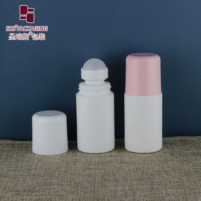 comprar Botella roll-on vacía de plástico PCR para desodorante de 60 ml con tapa rosa Fabricación en línea