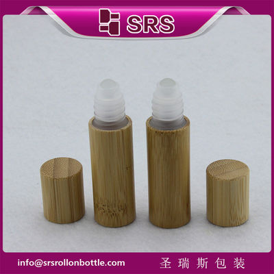SRS 5ml bamboo roller ball bottle, bamboo roll on bottle with plastic ball