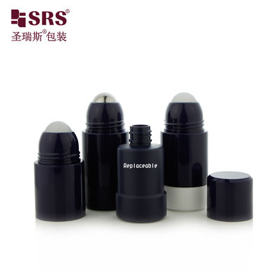 RPPE-50ml Empty Black Anti Perspirant Refillable Roll On Bottle Made Of PP PCR Plastic Material
