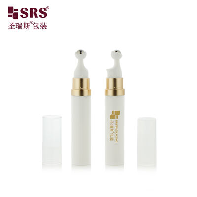 10ml Premium White Gold Color Eye Serum Massage Roller Bottle with Metal Ball