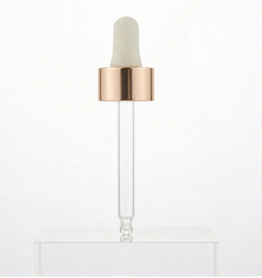 BOS003 20/400 Rose Gold Aluminum Dropper Cap With Glass Pipette Rubber Bulb Essential Oil Bottle Dropper Accessories