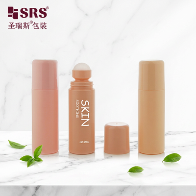 3oz 90ml Wholesale Empty pink Plastic Roll on Bottle Large Capacity Skin Care Roller Container for Soothing Liquid