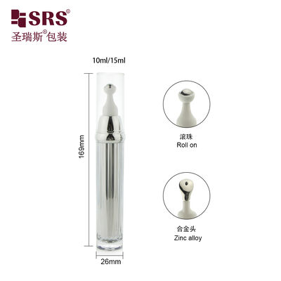 Wholesale 10ml/15ml Acrylic Press Type Airless Roll On Bottle Vacuum Cosmetic Roller Bottle For Skin Care