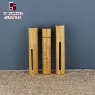Natural Organic 10ml Bamboo Outer Shell Roll‑on Bottle Glass Inner Vial Stainless Steel Roller Ball Refillable Aromatherapy Oil Cosmetic Empty Bottle